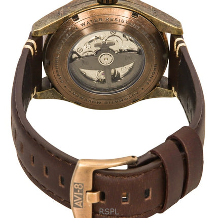 AVI-8 Spitfire Smith Oxidized Bronze Brown Leather Strap Grey Luminous Dial Automatic AV-4090-07 Men's Watch