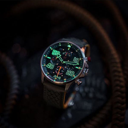 AVI-8 Hawker Typhoon Rb396 Sheila Chronograph Limited Edition Goch Green Dial Quartz AV-4093-08 Mens Watch