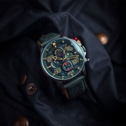 AVI-8 Hawker Typhoon Rb396 Sheila Chronograph Limited Edition Goch Green Dial Quartz AV-4093-08 Mens Watch