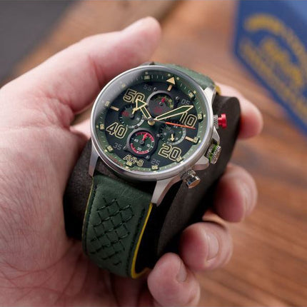 AVI-8 Hawker Typhoon Rb396 Sheila Chronograph Limited Edition Goch Green Dial Quartz AV-4093-08 Mens Watch