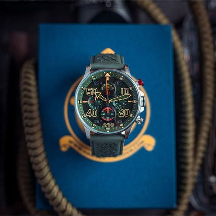 AVI-8 Hawker Typhoon Rb396 Sheila Chronograph Limited Edition Goch Green Dial Quartz AV-4093-08 Mens Watch