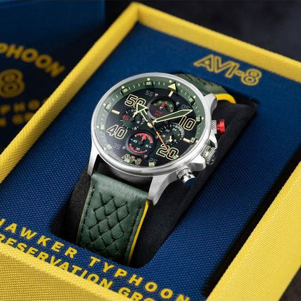 AVI-8 Hawker Typhoon Rb396 Sheila Chronograph Limited Edition Goch Green Dial Quartz AV-4093-08 Mens Watch