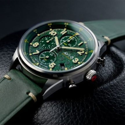 AVI-8 Flyboy Royal British Legion Tri-Service Chronograph Limited Edition Marlborough Lines Green Dial Quartz AV-4102-RBL-03 Men