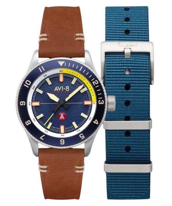 AVI-8 Flyboy Tuskegee Airmen Meca-Quartz Limited Edition Lucera Blue Dial AV-4103-02 Men's Watch With Extra Strap