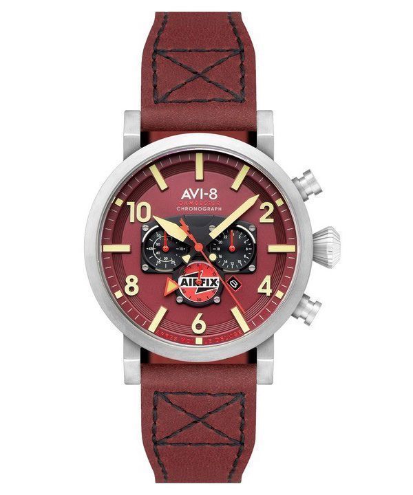 AVI-8 Dambuster Gibson Dual Time Chronograph Airfix Edition Hazard Red Dial Quartz AV-4107-04 Men's Watch