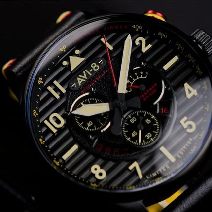 AVI-8 Flyboy Spirit Of Tuskegee Chronograph Limited Edition Black Dial Quartz AV-4109-01 Men's Watch With Extra strap