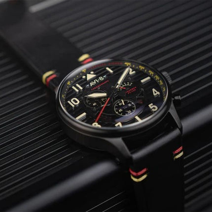 AVI-8 Flyboy Spirit Of Tuskegee Chronograph Limited Edition Black Dial Quartz AV-4109-01 Men's Watch With Extra strap