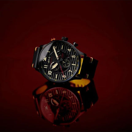 AVI-8 Flyboy Spirit Of Tuskegee Chronograph Limited Edition Black Dial Quartz AV-4109-01 Men's Watch With Extra strap