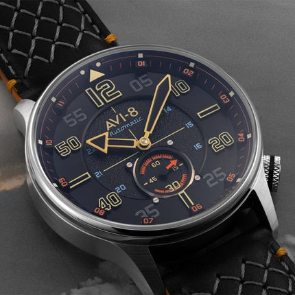 AVI-8 Hawker Typhoon Baldwin Automatic Leather Strap Cool Black Dial AV-4119-01 Men's Watch