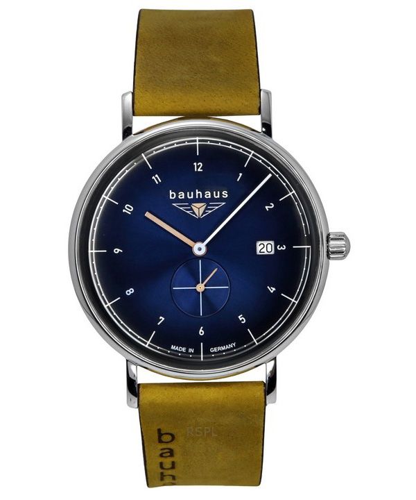 Bauhaus Classic Brown Leather Strap Blue Dial Quartz 21303 Men's Watch