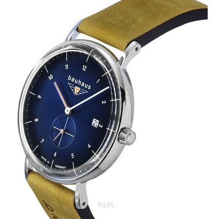 Bauhaus Classic Brown Leather Strap Blue Dial Quartz 21303 Men's Watch