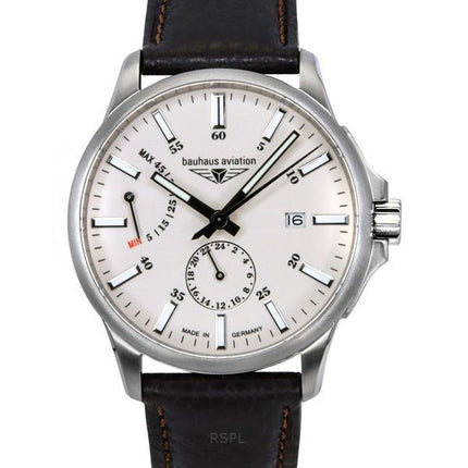 Bauhaus Aviation Leather Strap Full Luminous Beige Dial Automatic 28605 100M Men's Watch