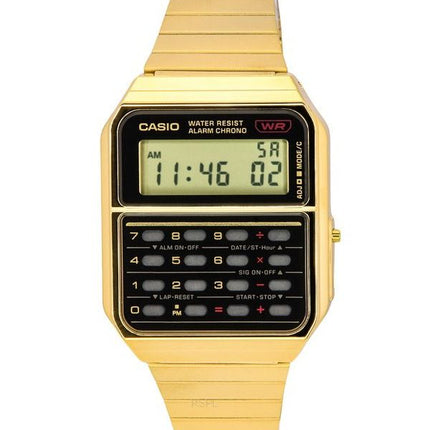 Casio Vintage Digital Calculator Gold Tone Stainless Steel Quartz CA-500WEG-1A Mens Watch