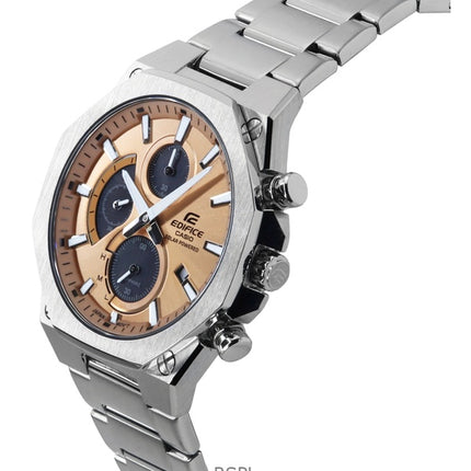 Casio Edifice Slim Line Analog Chronograph Stainless Steel Copper Dial Solar EFS-S570D-5A 100M Men's Watch