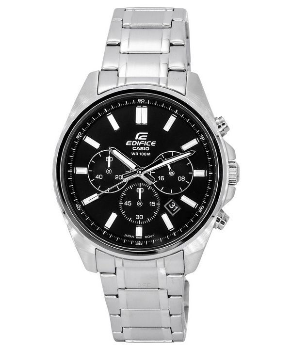 Casio Edifice Standard Chronograph Stainless Steel Black Dial Quartz EFV-650D-1A 100M Mens Watch