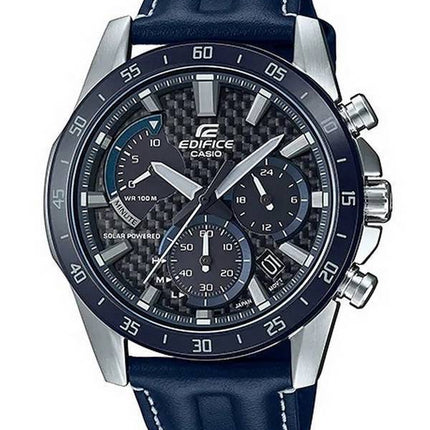 Casio Edifice Chronograph Leather Strap Solar EQS-930BL-2A EQS930BL-2 100M Mens Watch