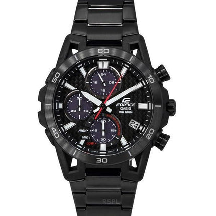 Casio Edifice Sospensione Analog Chronograph Black Ion Stainless Steel Black Dial Solar EQS-960DC-1AV 100M Men's Watch