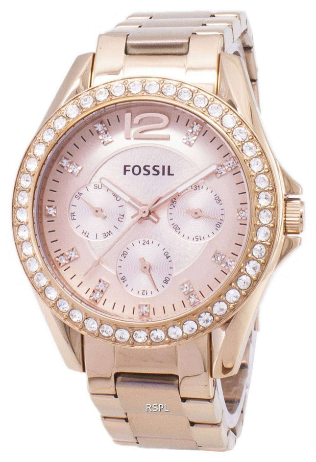 Fossil Riley Multifunction Crystal Rose Gold ES2811 Womens Watch