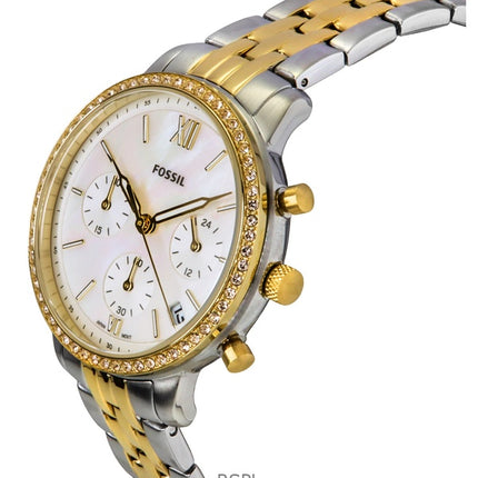 Fossil Neutra Chronograph Two Tone Stainless Steel White Mother Of Pearl Dial Quartz ES5216 Women's Watch