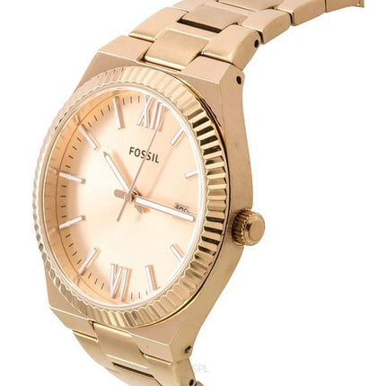 Fossil Scarlette Rose Gold Stainless Steel Rose Gold Sunray Dial Quartz ES5258 Womens Watch