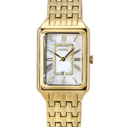 Fossil Raquel Gold Tone Stainless Steel White Mother Of Pearl Dial Quartz ES5304 Women's Watch