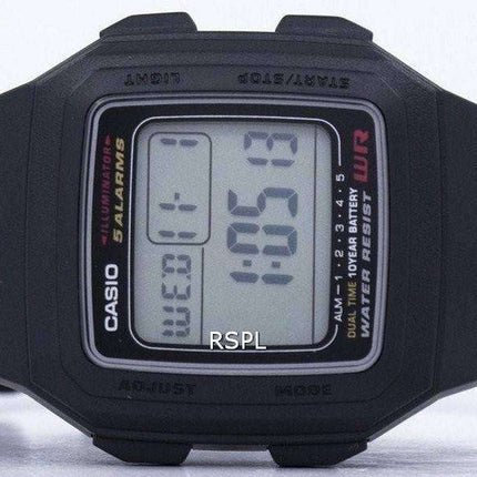 Casio Digital 5 Alarms Dual Time Illuminator F-201WA-1ADF F-201WA-1A Mens Watch