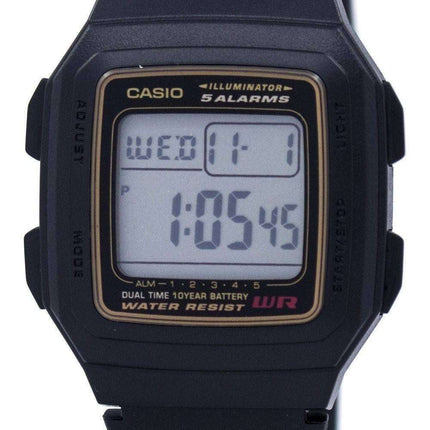 Casio Digital 5 Alarms Dual Time Illuminator F-201WA-9ADF F-201WA-9A Mens Watch