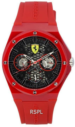 Scuderia Ferrari Aspire Red Rubber Strap Black Dial Quartz 0830786 Men's Watch