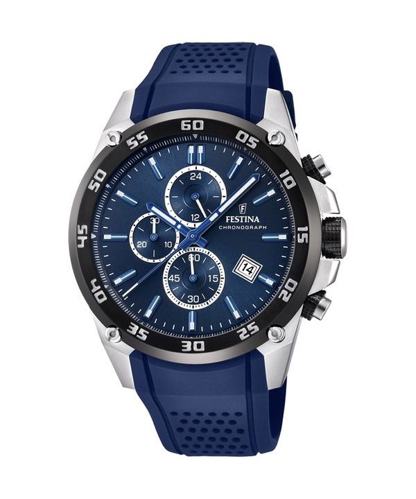 Festina The Originals Chronograph Rubber Strap Blue Dial Quartz F20330-2 100M Mens Watch