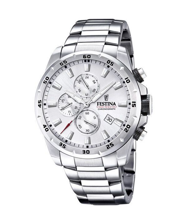 Festina Chrono Sport Stainless Steel Silver Dial Quartz F20463-1 100M Mens Watch