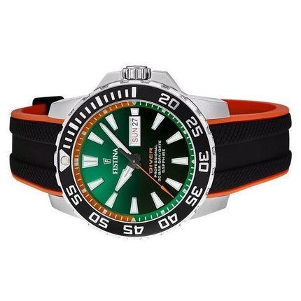 Festina The Originals Rubber Strap Green Dial Quartz Diver's F20662-2 200M Men's Watch