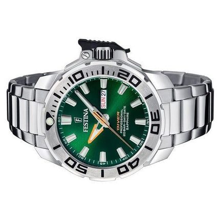 Festina Diver Stainless Steel Green Dial Quartz F20665-2 200M Mens Watch With Extra Strap