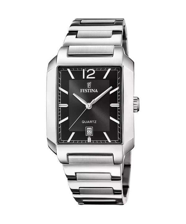 Festina On The Square Stainless Steel Black Dial Quartz F20677-4 Men's Watch