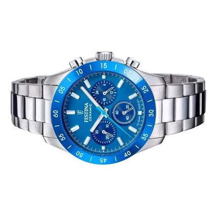 Festina Ceramic Chronograph Stainless Steel Blue Dial Quartz F20693-4 100M Women's Watch