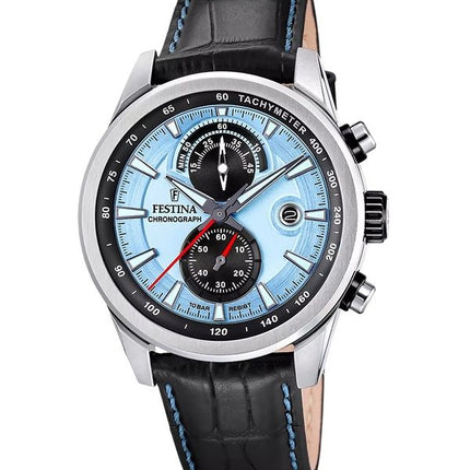 Festina Timeless Chronograph Leather Strap Blue Dial Quartz F20695-2 100M Men's Watch