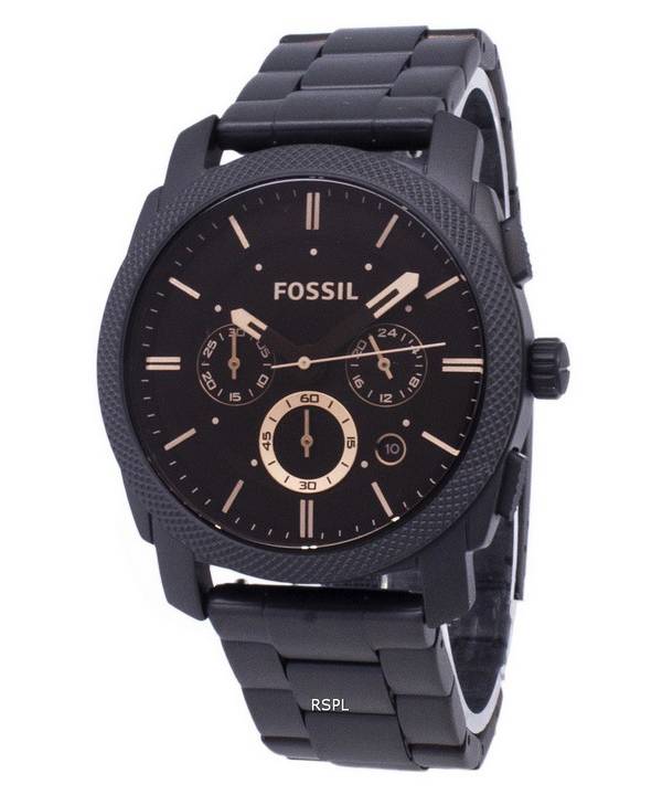 Fossil Machine Mid-Size Chronograph Black IP Stainless Steel FS4682 Men's Watch