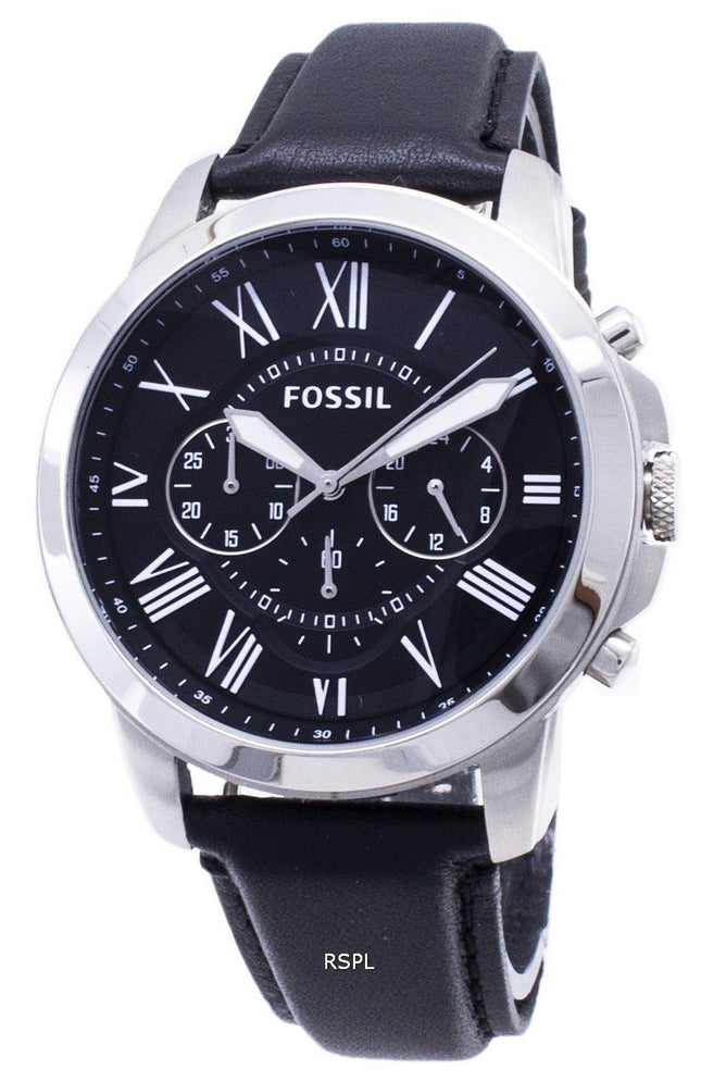 Fossil Grant Chronograph Black Leather Strap FS4812 Mens Watch