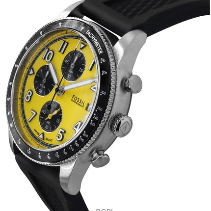 Fossil Sport Tourer Chronograph Silicone Strap Yellow Dial Quartz FS6044 Men's Watch