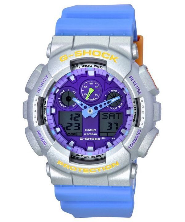 Casio G-Shock Euphoria Analog Digital Blue Resin Strap Purple Dial Quartz GA-100EU-8A2 200M Mens Watch