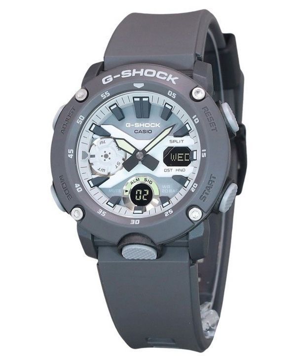 Casio G-Shock Hidden Glow Series Analog Digital Resin Strap Grey Dial Quartz GA-2000HD-8A 200M Mens Watch