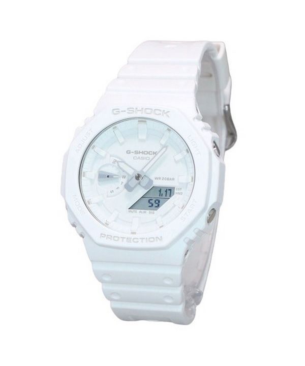 Casio G-Shock Tone-on-Tone Analog Digital Resin Strap White Dial Quartz GA-2100-7A7 Men's Watch