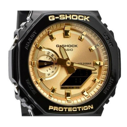 Casio G-Shock Analog Digital Black And Gold Color Resin Strap Quartz GA-2100GB-1A 200M Mens Watch