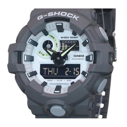 Casio G-Shock Hidden Glow Series Analog Digital Resin Strap Grey Dial Quartz GA-700HD-8A 200M Mens Watch