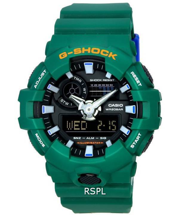 Casio G-Shock Popular Spirited Colours Green Analog Digital Quartz GA-700SC-3A GA700SC-3 200M Mens Watch