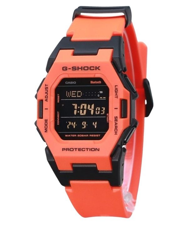 Casio G-Shock Digital Smartphone Link Bio-Based Orange Resin Strap Quartz GD-B500FL-4 200M Men's Watch