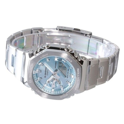 Casio G-Shock G-Steel Analog Digital Stainless Steel Light Blue Dial Quartz GM-2110D-2A 200M Men's Watch