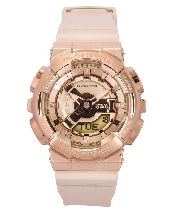 Casio G-Shock Analog Digital Resin Strap Rose Gold Tone Quartz GM-S110PG-4A 200 Women's Watch