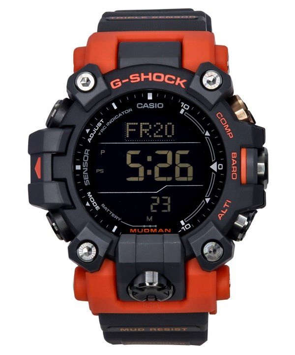 Casio G-Shock Mudman Master Of G-Land Digital Orange And Black Resin Strap Solar GW-9500-1A4 200M Mens Watch