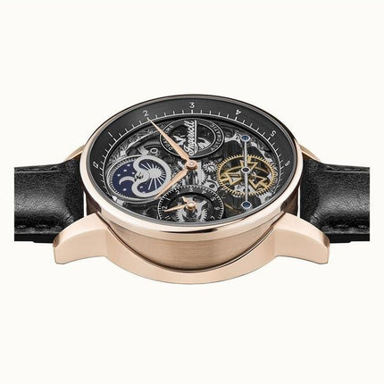 Ingersoll The Jazz Moon Phase Leather Strap Black Skeleton Dial Automatic I07705 Men's Watch