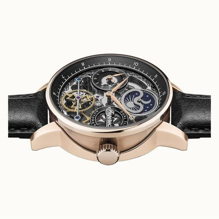 Ingersoll The Jazz Moon Phase Leather Strap Black Skeleton Dial Automatic I07705 Men's Watch